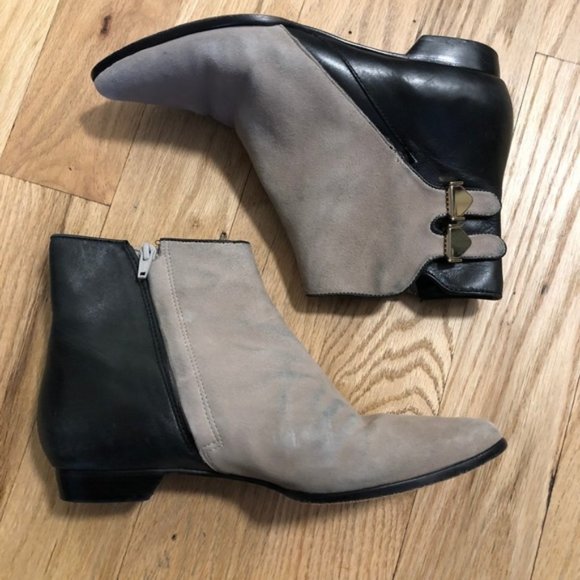 Derek Lam Grey Suede Black Leather Ankle Boots - Picture 2 of 8